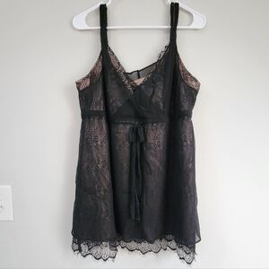 Alfani Silk Lace Black Camisole Women's Size 16 Whimsygoth Fairy Y2K Sexy